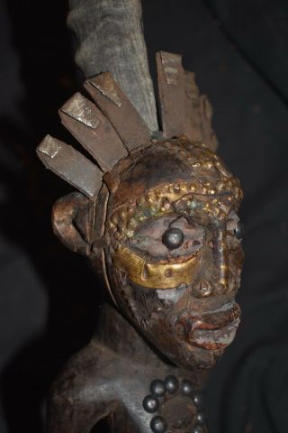 Orig $499 Songye Ritual Nikisi Figure,  Copper Strips Early 1900s Real 16 " Prov.