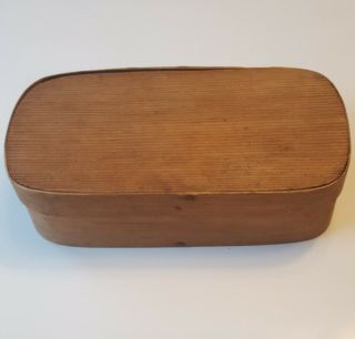 Vintage Shaker Style Primative Wood Box Rectangular Oval 9.  75 " X5 "