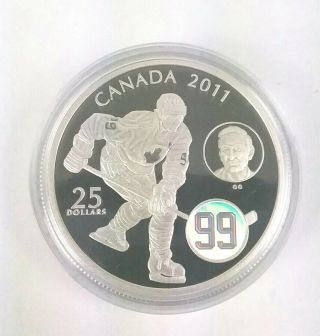 2011 Canada 25 Dollar.  999 Silver Proof Coin Wayne Gretzky Encapsulated Ref 3257