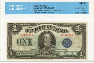 1923 $1 Dominion Of Canada - Blue Seal - Vf25 3921