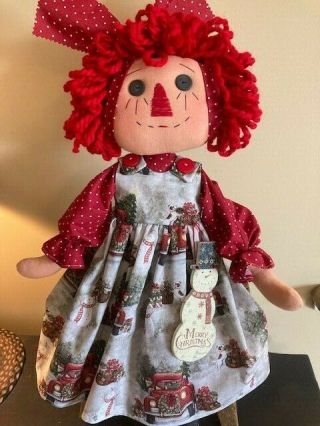 Primitive Raggedy Ann " Christmas In July " Red Truck Annie Doll