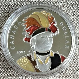 2007 Canada Limited Edition Proof Silver Dollar With Enamel Effect Thayendanegea