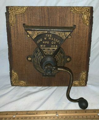 Antique Jno M Waddel No 063 Ornate Cast Iron Wall Mount Coffee Grinder Mill Rare