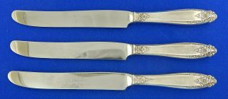 3 Three International Prelude Sterling Silver Dinner Knives 9 1/8 " No Mono