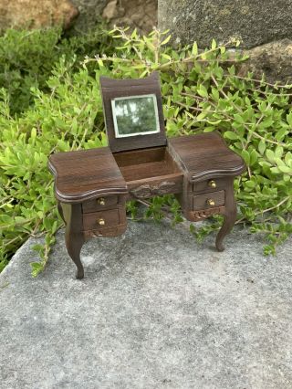 Vintage Sonia Messer Imports Wood Dollhouse Furniture Vanity Desk