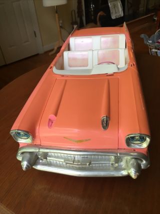 Vintage 1988 Barbie Car 1957 Chevy Bel - Air Convertible Mattel Inc.  26” Car Pink