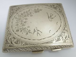Aesthetic Engraved English Antique 1927 Sterling Silver Cigarette Case