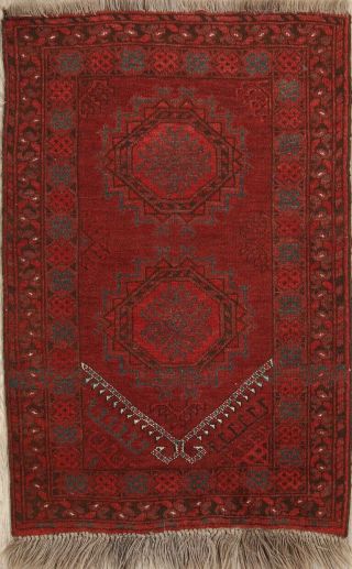 Geometric Semi - Antique Traditional Oriental Area Rug Handmade Wool 3x4 Ft Carpet