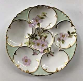 Haviland Limoges French Hp Floral Antique Porcelain Oyster Plate Artist Signed - 1