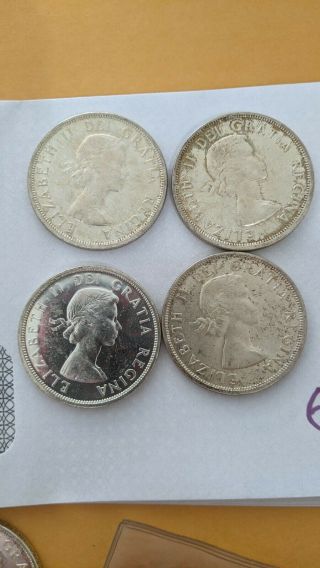 Eclectic Array Of 4 Canadian Silver Dollars 1958,  B13