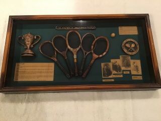 The History Of The Tennis Racket Shadow Box Antique Display Case