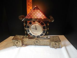 Spartus Electric Clock Mid Century Modern Lighted Clock Unusual Design