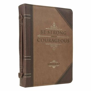 Antique Book " Be Strong & Courageous " Bible / Book Cover - Joshua 1:9 (large)