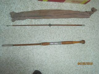 Vintage Horrocks Ibbotson Bamboo 2 Piece Fishing Rod Wood Handle Jamaican Tonkin