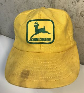 Vintage John Deere Yellow Trucker Hat Snapback Hat Louisville Mfg Usa Made Patch