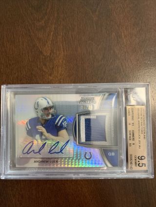 2012 Bowman Sterling Prism Refractor Andrew Luck Auto & Patch 26/36 Bgs 9.  5/10