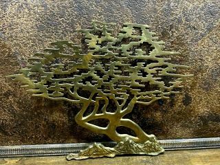 Vintage Mid Century Bijan Mcm Brass Bonsai Tree Wall Art Sculpture