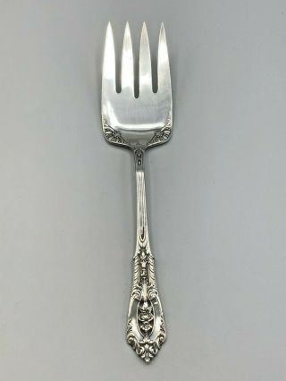 Rose Point By Wallace Sterling Silver Large Salad Serving Fork 8.  75 "
