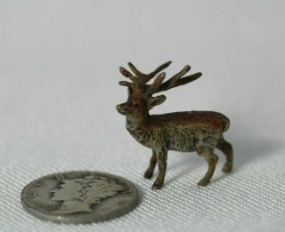 Antique Austrian Miniature Vienna Bronze Cold Painted Mini Deer Figure