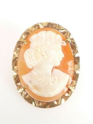 Antique Vintage Victorian/edwardian 14k Yellow Gold Cameo Brooch/ Pendant