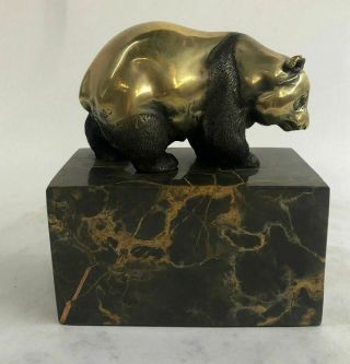 Art Deco European Panda Vienna Hot Cast Animal Bronze Sculpture Book End Statue
