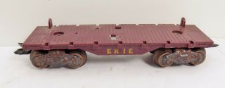 Vintage / Marx / O Scale / 8 - Wheel / Erie Flat Car / Brown Plastic