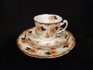 ⚜ Antique Victorian Ena Tea Trio By J.  Goodwin Stoddard & Co Foley Pattern 2957⚜