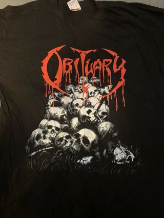 Obituary Vintage Pile Of Skulls 1997 Xl Shirt Cannibal Corpse Morbid Angel