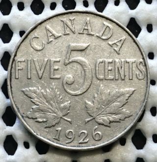 1926 Far 6 Canada Five Cent Coin ♚ King George V ♚ Nickel Key Date Low Mintage