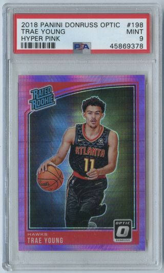 2018 - 19 Optic Trae Young 198 Hyper Pink Rated Rookie Psa 9 Atlanta Hawks