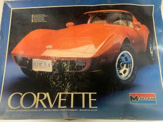 Vintage Monogram 1978 Corvette Model Car Kit 1/8 Scale