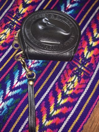 Dooney & Bourke Vintage Black,  Leather Duck Coin Purse W/strap.  Cute