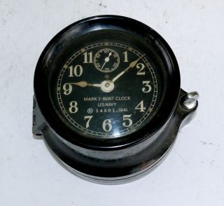 Us Navy Boat Clock Mark I Seth Thomas Dated 1941 Phenolic Case