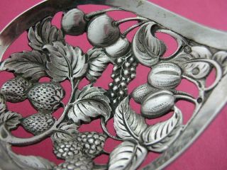 Elaborate Dutch.  833 Silver Large Bon Bon Serving Spoon Art Nouveau Fruit