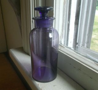 1860s Flared Lip Amethyst 4 1/2 " Apothecary Drugstore Bottle With Stopper