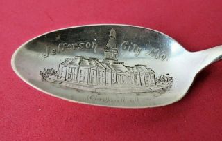 Sterling Silver Antique Jefferson City,  Missouri Capitol Souvenir Spoon 5 7/8 "