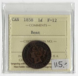 Canada Key Date 1858 Large Cent Iccs Certified F - 12 Bent Xuv 709