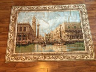 San Marco Piazza Venice Italy Tapestry Wall Hanging 52 " X 71 " Vintage
