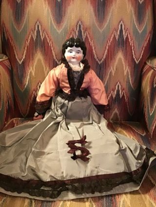 Antique German 18 1/2” China Head Doll Nicely Dressed