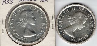 1955 & 1953 Canadian Silver Dollars 80 Silver Canada Coins you grade 2