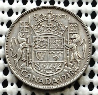 1948 Canada Silver Fifty Cent Coin ♚ King George Vi ♚ Key Date Low Mintage