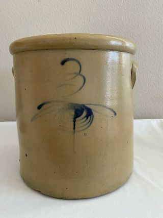 Antique 3 Gal.  Red Wing Cobalt Bee Sting Stoneware Crock W/ Ear Handles