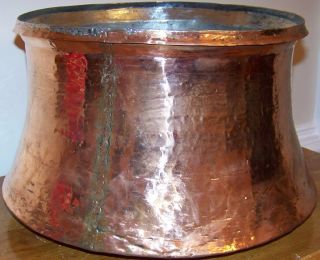 14 " X10 " (35cm X 25cm) Handhammered Antique Turkish Copper Boiler Planter