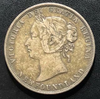 Canada (newfoundland) 1880 50 Cent Silver Coin: Victoria