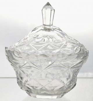 Fine Antique Georgian Anglo Irish Vesica Cut Glass Oval Covered Bowl Jar C 1790