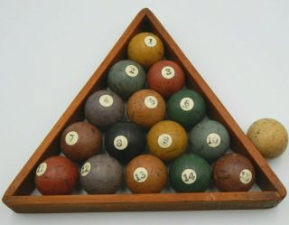 Antique Clay Billiard Balls Standard Pool Ball (c.  1910s) 1.  5 " Diameter (bt - 82)