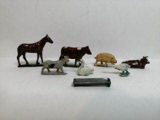 Vintage Lead Charbens Ho Oo Scale Railway Farm Animals X 8 Horse Cow Pig Goat