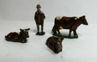 Vintage Lead Charbens Ho Oo Scale Railway Farm Animals Farmer And Cows