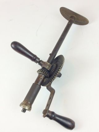 Antique Hand Drill Brace With Built In Level