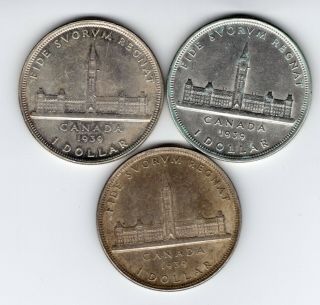 3 - (three) 1939 Canadian Silver Dollars 80 Silver Canada Coins You Grade